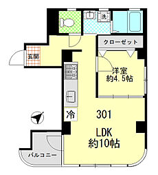 茅ヶ崎アメニティー 1LDKの間取図画像