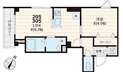 ラポールH&S 1LDKの間取図画像