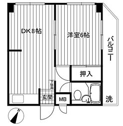 NICハイム東矢口第2 4階1DKの間取り