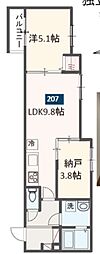 MELDIA八広5 1SLDKの間取図画像