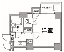 コアハイム八王子 5階1Kの間取り