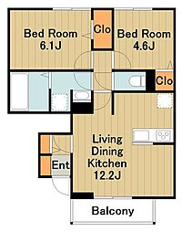 ルボア 1階2LDKの間取り