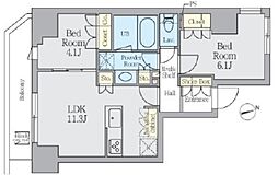 クレストコート上野 8階2LDKの間取り