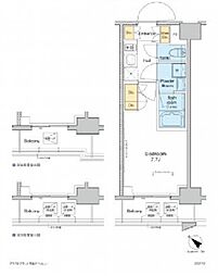 プラウドフラット月島アベニュー 2階1Kの間取り