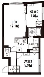 レピュア旗の台レジデンス 2LDKの間取図画像