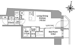 コンフォリア南品川 5階1LDKの間取り