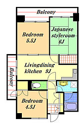 アーバンパーク行徳 5階3LDKの間取り