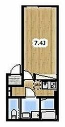 アンビション豊春 2階1Kの間取り