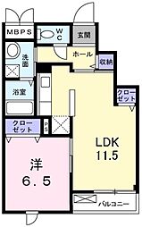 クレール青葉台 3階1LDKの間取り