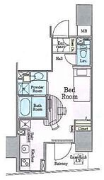 ロイジェントパークス四ツ谷 4階ワンルームの間取り