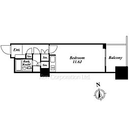 六本木ヒルズレジデンスB棟 ワンルームの間取図画像