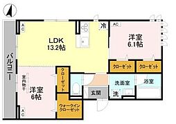 川口市大字里アパート 2LDKの間取図画像