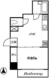 成子坂ハイツ 1DKの間取図画像