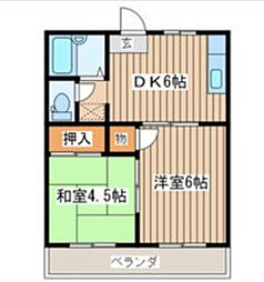 グリーンシャトレ湘南B 2DKの間取図画像