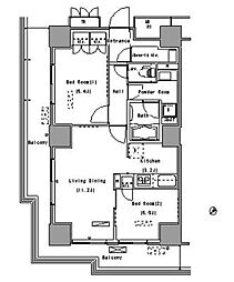 パークアクシス豊洲 2LDKの間取図画像