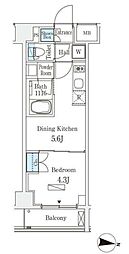 ラティエラ中野新井 6階1DKの間取り