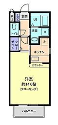 グラビスコート ワンルームの間取図画像