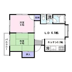 コーポ南 2階2LDKの間取り