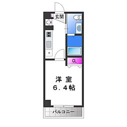 プレサンスNEO長堂アウローラ 5階1Kの間取り