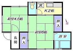 みどり荘 2Kの間取図画像