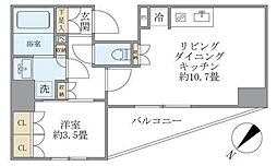 ジオエント駒込 2階1LDKの間取り