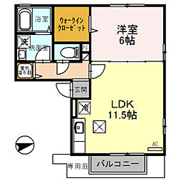JR東海道・山陽本線 塩屋駅 徒歩29分の賃貸アパート 1階1LDKの間取り