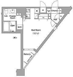 コンフォリア下北沢 9階ワンルームの間取り