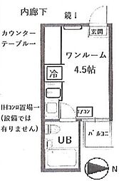 トップルーム新宿 410 4階ワンルームの間取り