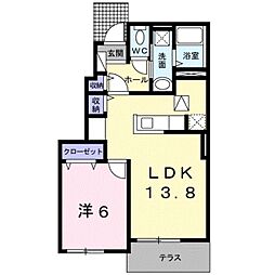 アジュール湊 1LDKの間取図画像
