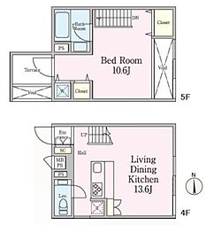 ハレノソラ 4階1LDKの間取り