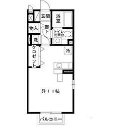 神鉄有馬線 谷上駅 徒歩6分の賃貸アパート 1階ワンルームの間取り