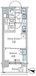 PARKAXIS板橋本町ステーションゲート 1DKの間取図画像
