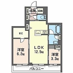Bloom 4階2LDKの間取り