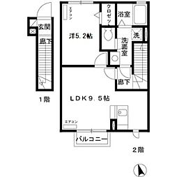 マロウコート 1LDKの間取図画像