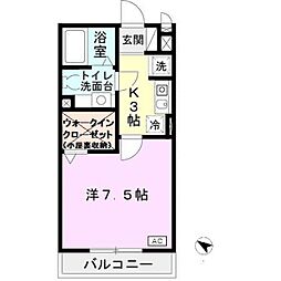 フレエール谷上 1Kの間取図画像