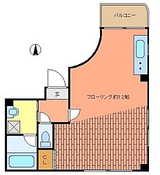 東京メトロ丸ノ内線 中野新橋駅 徒歩2分の賃貸マンション 2階ワンルームの間取り