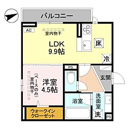 (仮称)D-ROOM福住 B棟 1LDKの間取図画像