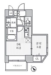 S-RESIDENCE目黒大岡山bresa 1DKの間取図画像