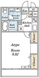 仮リブリ江戸川区西小岩 1階1Kの間取り