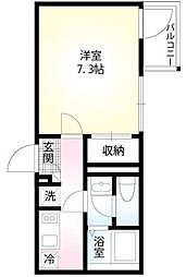 メゾン フォーレスト 2階1Kの間取り