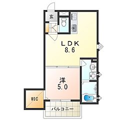 フォレストクリエオーレ上島町弐番館 1LDKの間取図画像