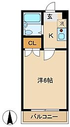 MSハイツ 3階1Kの間取り