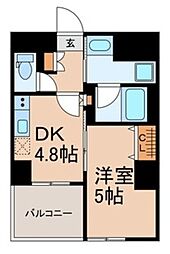 マイホーム幕張 6階1DKの間取り
