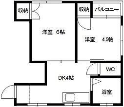 アイランドビル 2DKの間取図画像