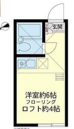 ユナイト鶴見ローレンスカーク 2階ワンルームの間取り