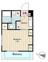 リブリTreVita（トレヴィータ） 1階1Kの間取り