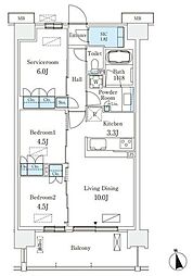スカイグランデ津田沼 3階2SLDKの間取り
