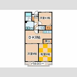 ファミーユ高幡橋 1階3DKの間取り