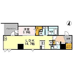 Y'sCourt東梅田 1LDKの間取図画像