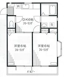 フレグランスミツシ 2階2DKの間取り